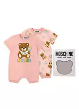 MOSCHINO Baby Girl's Bear & Toy Rattle Print Romper Set, Pack of 2