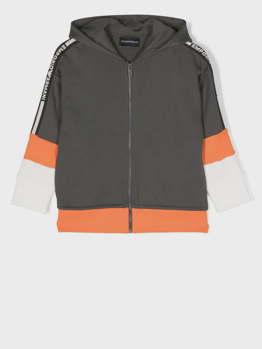 Emporio Armani Kids logo-tape zip-up hoodie