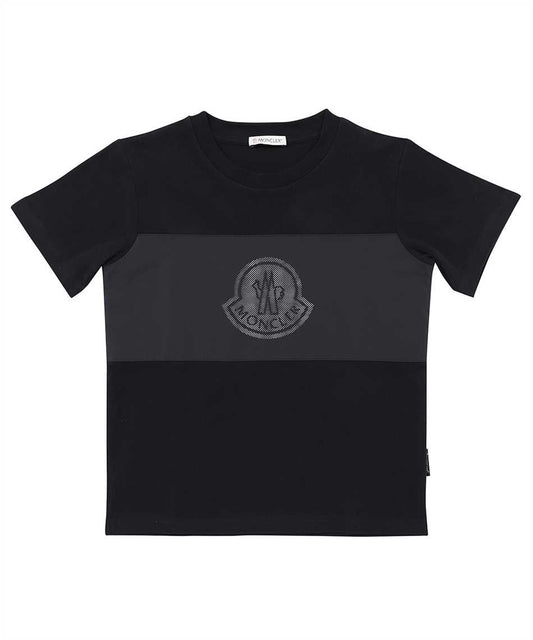 Moncler Enfant perforated-logo panelled T-shirt