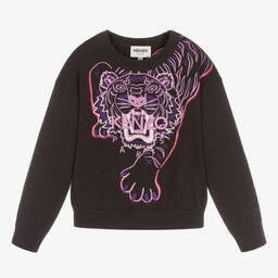 KENZO KIDS GIRLS GREY TIGER SWEATER