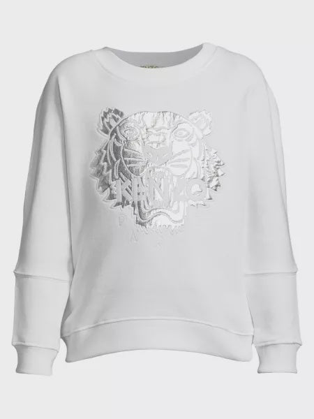 KENZO KIDS SWEATSHIRT TIGER  WHITE FOR GIRLS