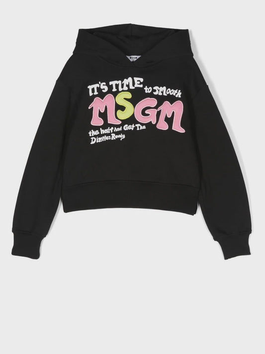 MSGM KIDS logo-print pullover hoodie