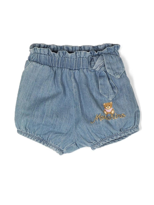 MOSCHINO Teddy Bear embroidered denim shorts