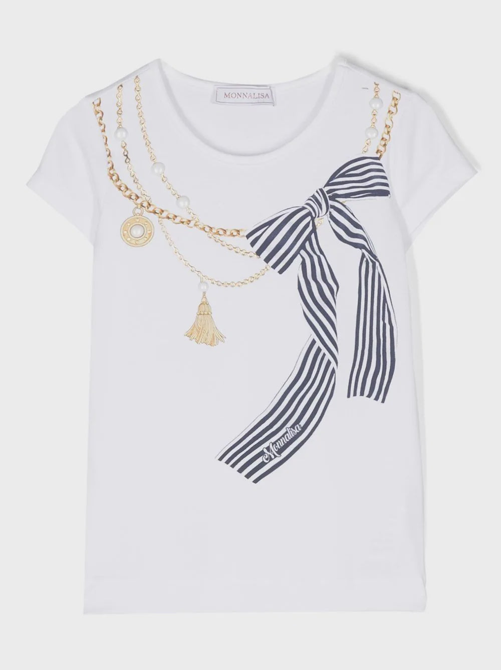 Monnalisa chain-detail bow-print T-shirt