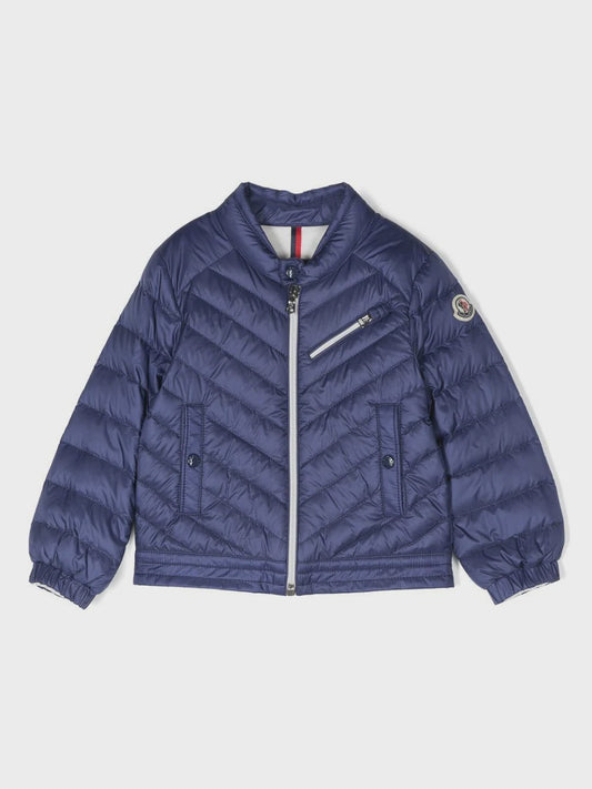 Moncler Enfant logo-patch goose-down bomber jacket