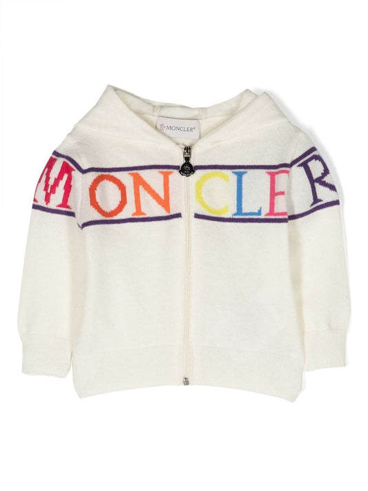 Moncler Enfant intarsia-knit logo zip-up hoodie