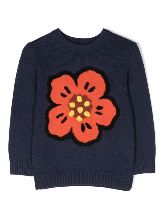 Kenzo Kids Boke Flower intarsia-knit jumper