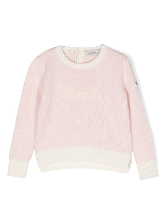 Moncler Enfant logo-embroidered woo jumper