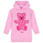 FENDI Girls Pink Teddy Logo Hooded Dress