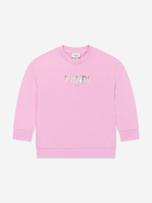 FENDI KIDS Girls Logo Sweatshirt in Pink