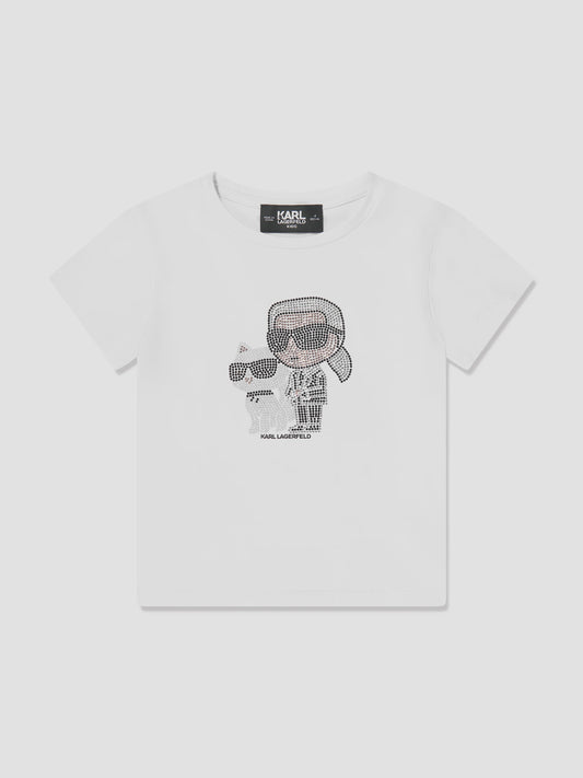 Girls Karl And Choupette T-Shirt in White