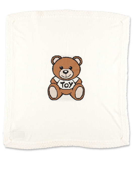 MOSCHINO Teddy bear wool blend and cotton blanket