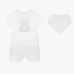 Givenchy White & Grey 4G Baby Shorts Set